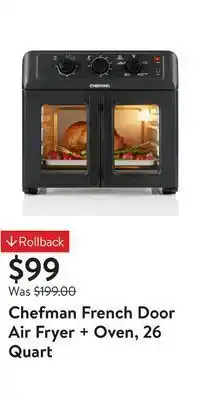 Walmart Chefman french door air fryer + oven, 26 quart offer