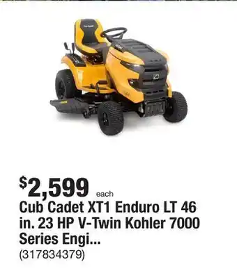 The Home Depot Cub cadet xt1 enduro lt 46 in. 23 hp v-twin kohler 7000 series engine hydrostatic drive gas riding lawn tractor offer