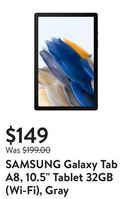 Walmart Samsung galaxy tab a8, 10.5" tablet 32gb (wi-fi), gray offer