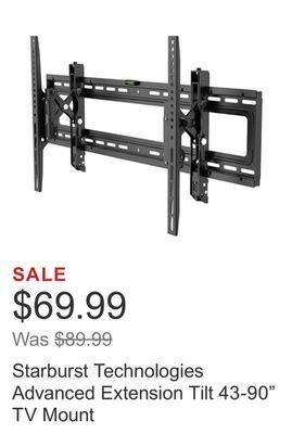 Costco Starburst technologies advanced extension tilt 43-90" tv mount offer