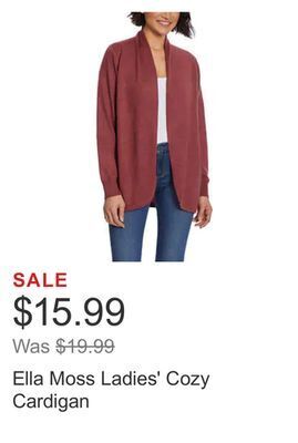 Costco Ella moss ladies' cozy cardigan offer