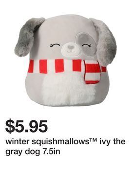 Five Below Winter squishmallows™ ivy the gray dog 7.5in offer