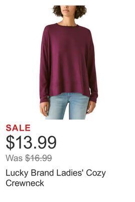 Costco Lucky brand ladies' cozy crewneck offer
