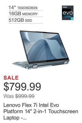 Costco Lenovo flex 7i intel evo platform 14" 2-in-1 touchscreen laptop - 12th gen intel core i7-1255u - windows 11 offer