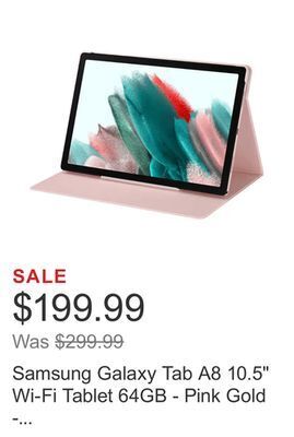 Costco Samsung galaxy tab a8 10.5" wi-fi tablet 64gb - pink gold - includes book cover offer