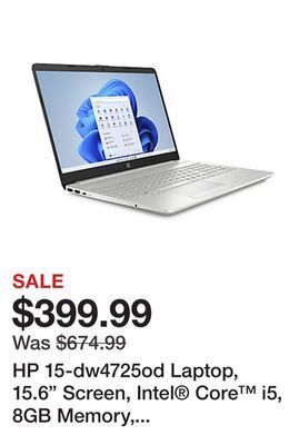 Office Depot Hp 15-dw4725od laptop, 15.6" screen, intel® core™ i5, 8gb memory, 512gb solid state drive, windows® 11, 6l6x4ua#aba offer