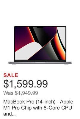 Costco Macbook pro (14-inch) - apple m1 pro chip with 8-core cpu and 14-core gpu, 512gb ssd offer