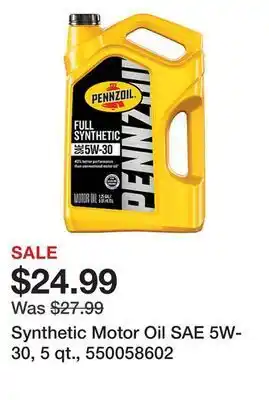 Tractor Supply Company Synthetic motor oil sae 5w-30, 5 qt., 550058602 offer