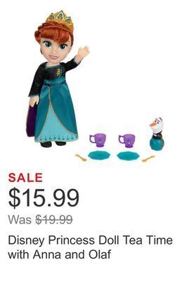 Costco Disney princess doll tea time with anna and olaf offer