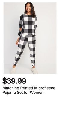 Old Navy Matching printed microfleece pajama set for women offer