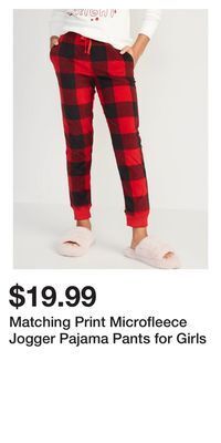 Old Navy Matching print microfleece jogger pajama pants for girls offer