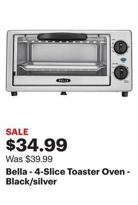 Best Buy Bella - 4-slice toaster oven - black/silver offer