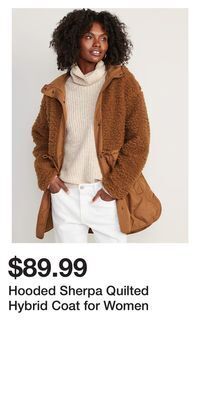 Old Navy Hooded sherpa quilted hybrid coat for women offer