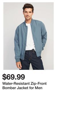 Old Navy Water-resistant zip-front bomber jacket for men offer