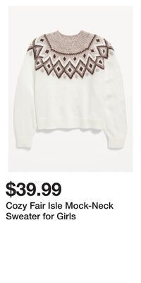 Old Navy Cozy fair isle mock-neck sweater for girls offer