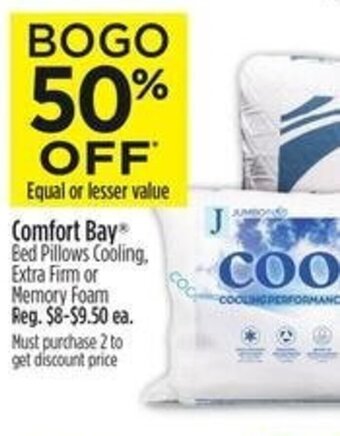 Dollar General Comfort Bay Bed Pillows Cooling, Extra Firm or Memory Foam offer