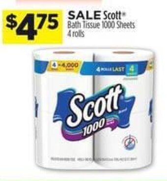 Dollar General Scott Bath Tissue 1000 Sheets 4 rolls offer