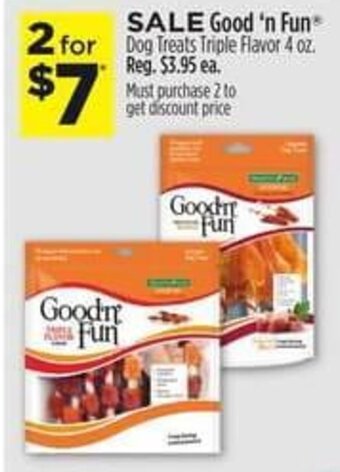 Dollar General Good n' Fun Dog Treats Triple Flavor 4 oz. offer
