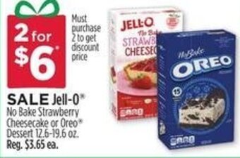 Dollar General Jell-O No Bake Strawberry Cheesecake or Oreo Dessert 12.6-19.6 oz. offer