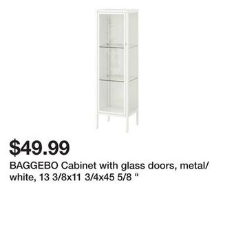 Ikea Baggebo cabinet with glass doors, metal/white, 13 3/8x11 3/4x45 5/8 " offer