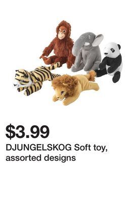 Ikea Djungelskog soft toy, assorted designs offer