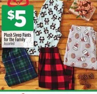 Dollar General Plush Sleep Pants for the Family offer