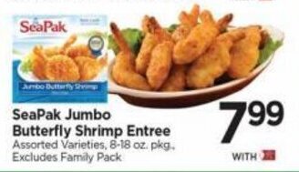 Tops SeaPak Jumbo Butterfly Shrimp Entree offer