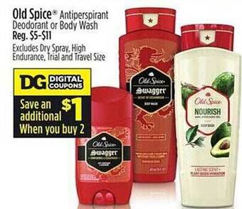 Dollar General Old spice antiperspirante deodorante or body wash offer