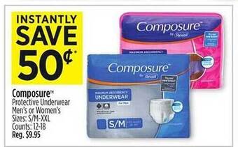 Dollar General Composure protective underwear men's or women's offer