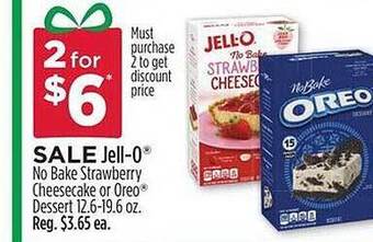 Dollar General Jell-o no bake strawberry cheesecake or oreo dessert offer