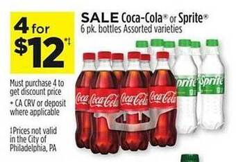 Dollar General Coca-cola or sprite 6 pk. bottles assorted varieties offer