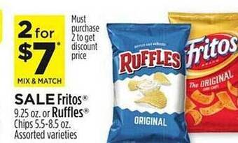 Dollar General Fritos or ruffles chips assorted varieties offer