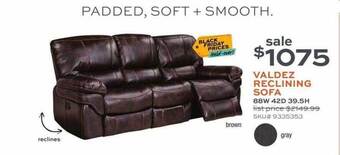 Slumberland Furniture Valdez reclining sofa offer