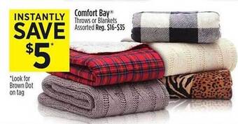 Dollar General Comfort bay throws or blankets assorted offer