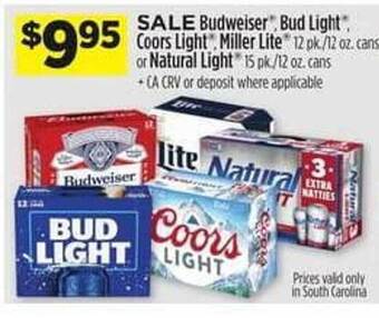 Dollar General Budweiser bud light coors light miller lite or natural light offer