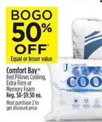 Dollar General Comfort bay bed pillows coolin extra firm or memory foam offer