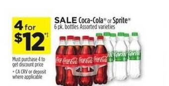 Dollar General Coca-cola or sprite 6 pk. bottles assorted varieties offer