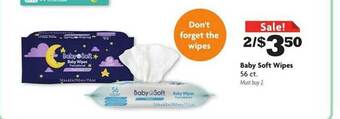 Family Dollar Baby soft wipes 56 ct. offer
