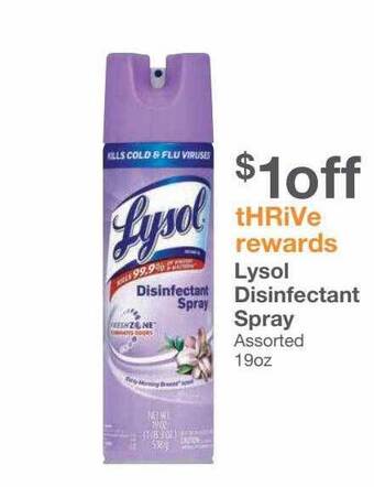 Kinney Drugs Lysol disinfectant spray offer