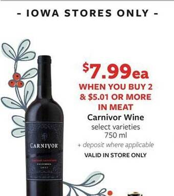 Fareway Carnivor wine offer