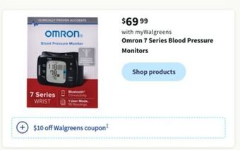 Walgreens Omron 7 series blood pressure monitors offer