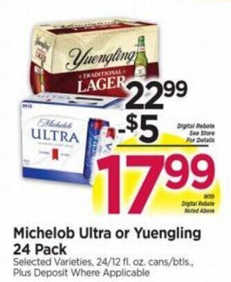 Tops Michelob Ultra or Yuengling 24 Pack offer
