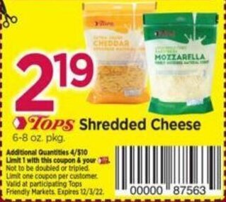 Tops Tops Shredded Cheese offer