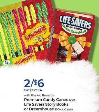 Rite Aid Premium candy canes, life savers story books or dreamhouse offer