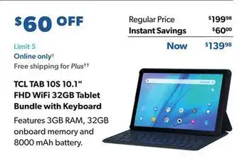 Sam's Club Tcl tab 10s 10.1" fhd wifi 32gb tablet bundle with keyboard offer