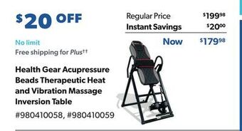 Sam's Club Health gear acupressure beads therapeutic heat and vibration massage inversion table offer