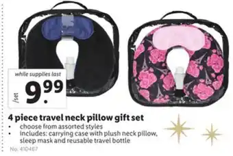Lidl 4 piece travel neck pillow gift set offer