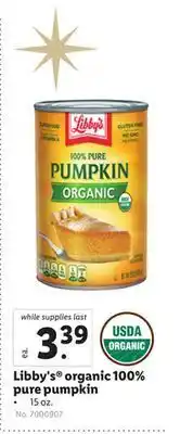 Lidl Libby's® organic 100% pure pumpkin offer