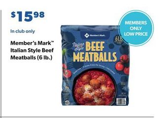 Sam's Club Member's mark™ italian style beef meatballs offer