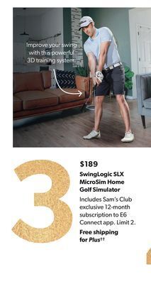 Sam's Club Swinglogic slx microsim home golf simulator offer